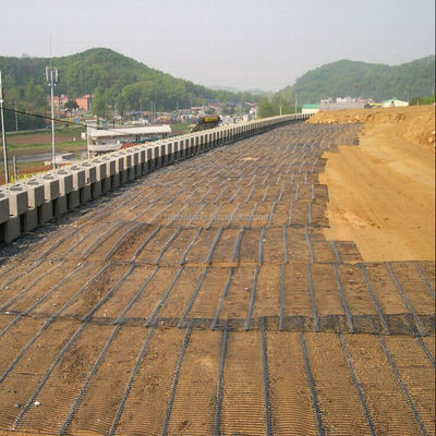 Low Black 220kN PP HDPE uniaxial geogrid for retaining wall and road reinforcement 50m