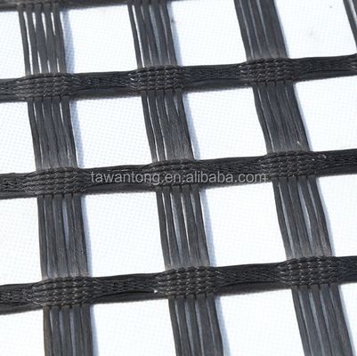 Roadbed Solidification Biaxial Polyester Geo Grid 80-80 PET 1m-6m Width Bitumen Coated