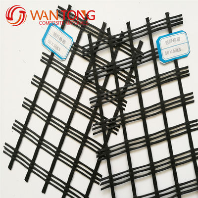 Roadbed Solidification Biaxial Polyester Geo Grid 80-80 PET 1m-6m Width Bitumen Coated