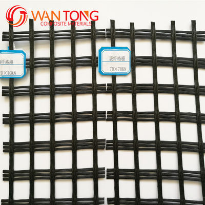 Roadbed Solidification Biaxial Polyester Geo Grid 80-80 PET 1m-6m Width Bitumen Coated