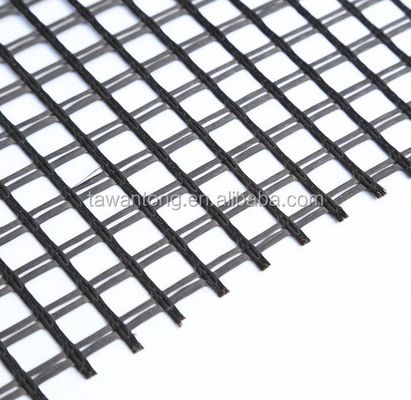 Roadbed Solidification Biaxial Polyester Geo Grid 80-80 PET 1m-6m Width Bitumen Coated
