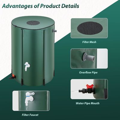 380L PVC Tarpaulin Collapsible Portable Water Storage Tank for Farm Garden Agriculture