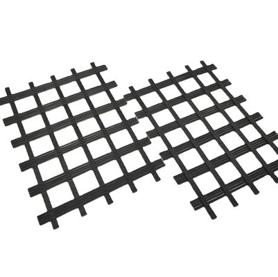 Fiberglass Mesh Grid Glass Fiber Geogrid for Soft Soil Road Strengthening in Black