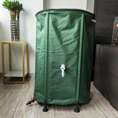 Green 100 Gallon Collapsible PVC Rain Barrel 500D/1000D Portable Water Storage Tank